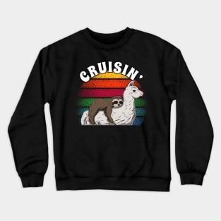 Sloth Sleeping On Llama Cruisin’ Crewneck Sweatshirt